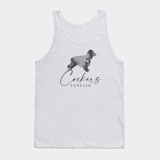 Cocker Spaniel Dog Lover Gift - Ink Effect Silhouette - Cockers Forever Tank Top